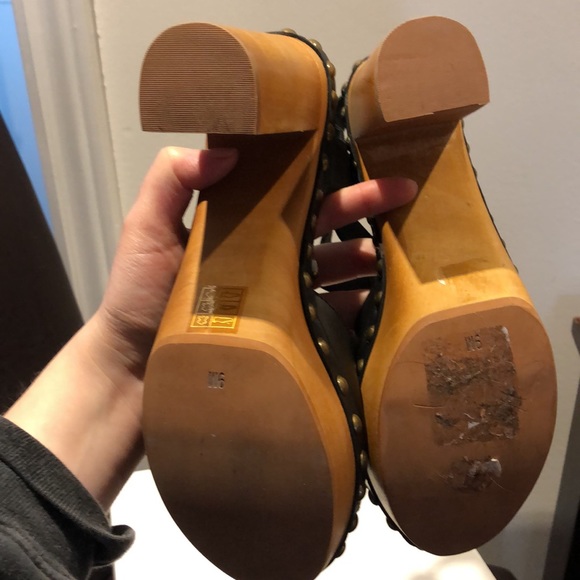 NOWT Browns Brand “MIMOSA” Heeled Leather Open Toe Clog with Studs - Picture 7 of 8